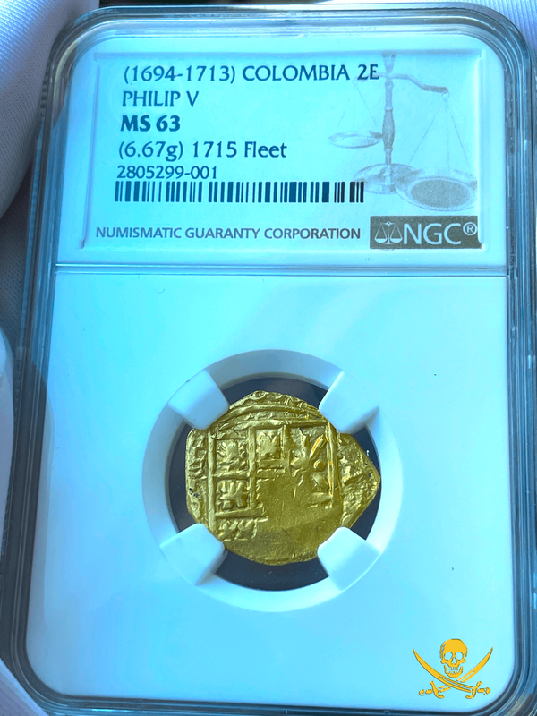 Colombia 2 Escudos 1694-1713 "1715 Fleet Shipwreck" NGC 63 9