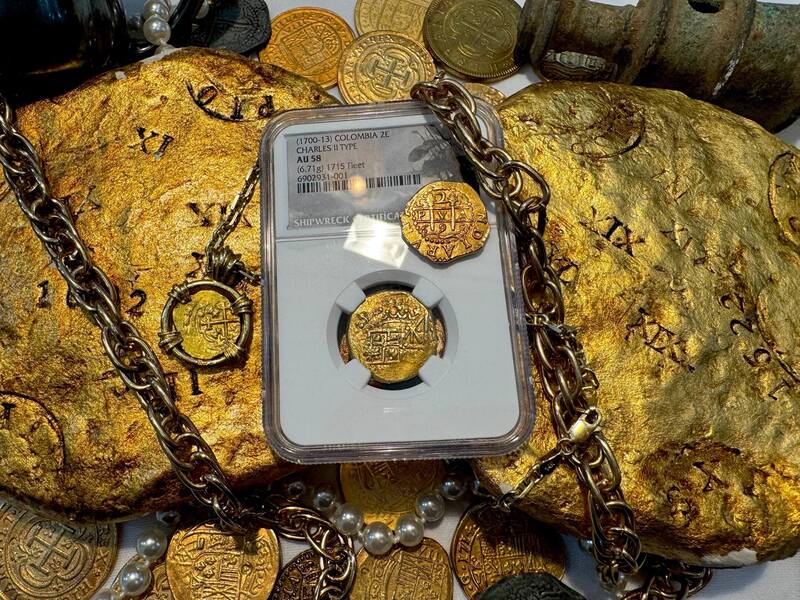 Colombia 2 Escudos 1703 "1715 Fleet Shipwreck" NGC 58 13
