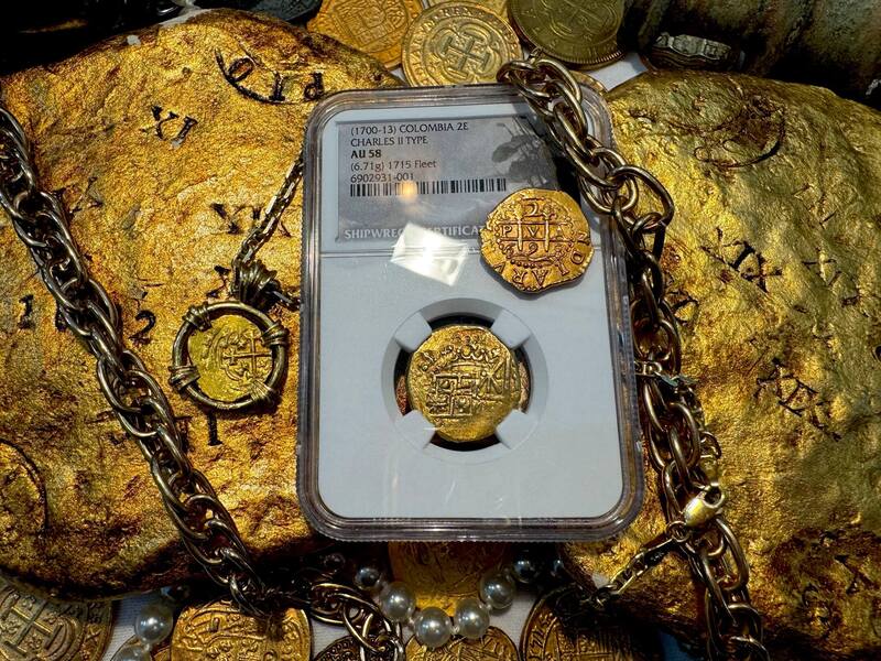 Colombia 2 Escudos 1703 "1715 Fleet Shipwreck" NGC 58 15