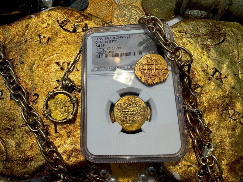 Colombia 2 Escudos 1703 "1715 Fleet Shipwreck" NGC 58 16