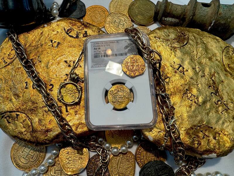 Colombia 2 Escudos 1703 "1715 Fleet Shipwreck" NGC 58 19