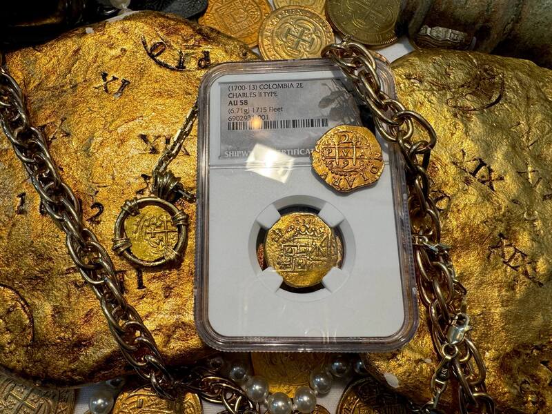 Colombia 2 Escudos 1703 "1715 Fleet Shipwreck" NGC 58 21