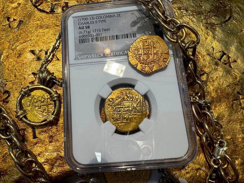 Colombia 2 Escudos 1703 "1715 Fleet Shipwreck" NGC 58 25