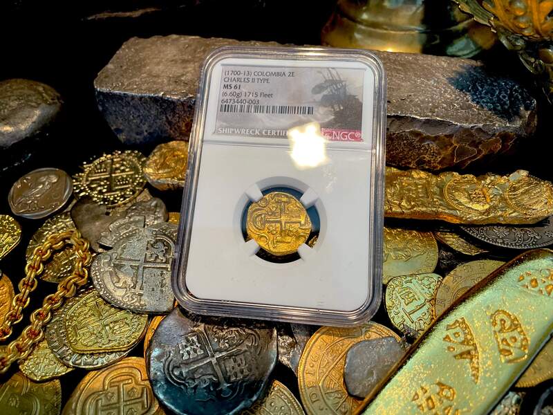 Colombia 2 Escudos 1700-13 "1715 Fleet Shipwreck" NGC 61 2