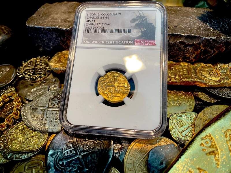 Colombia 2 Escudos 1700-13 "1715 Fleet Shipwreck" NGC 61 4