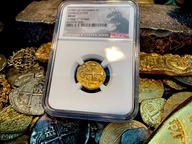 1694-1715 | Colombia 2 Escudos | Pirate Gold Coins 25