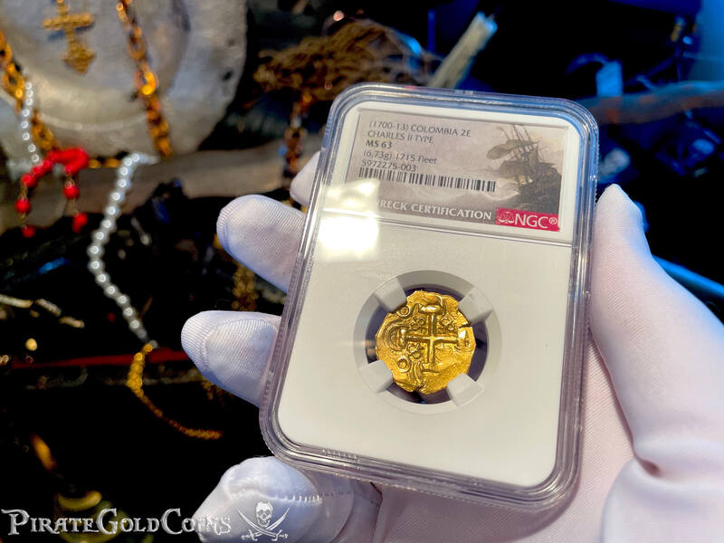 Colombia 2 Escudos 1700-13 "From 1715 Fleet Shipwreck" NGC 63 3