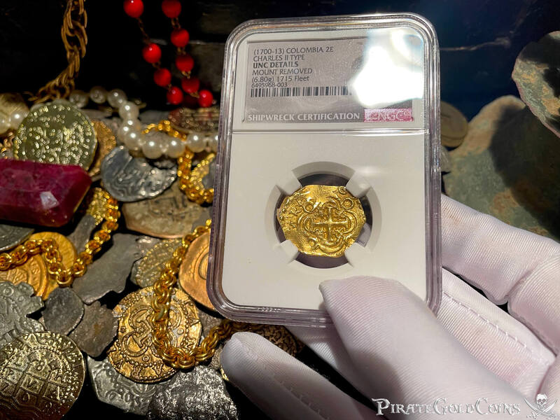 Colombia 2 Escudos 1700-13 "1715 Fleet Shipwreck" NGC UNC 2
