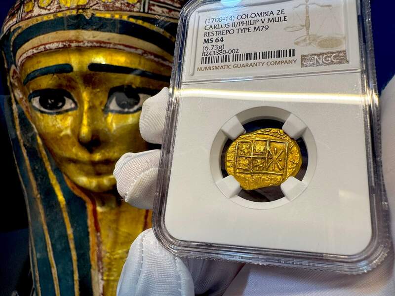 Colombia 2 Escudos 1700-14 "Charles III & Philip V" NGC 64 13