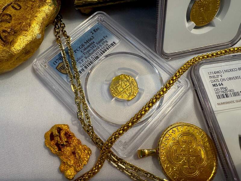 Colombia 2 Escudos 1701-1709 "1715 Fleet Shipwreck" PCGS 63 22