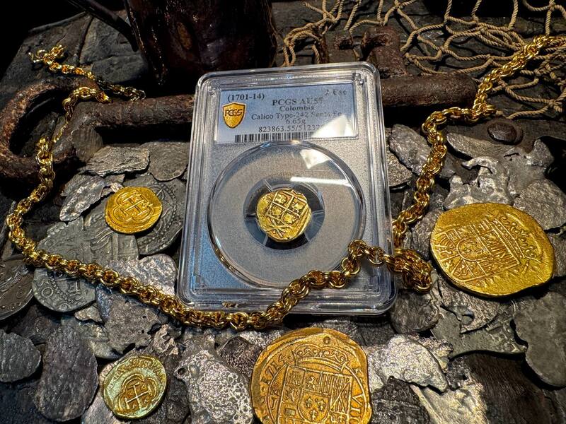 Colombia 2 Escudos 1701-14 "1715 Fleet Shipwreck" PCGS 55 13