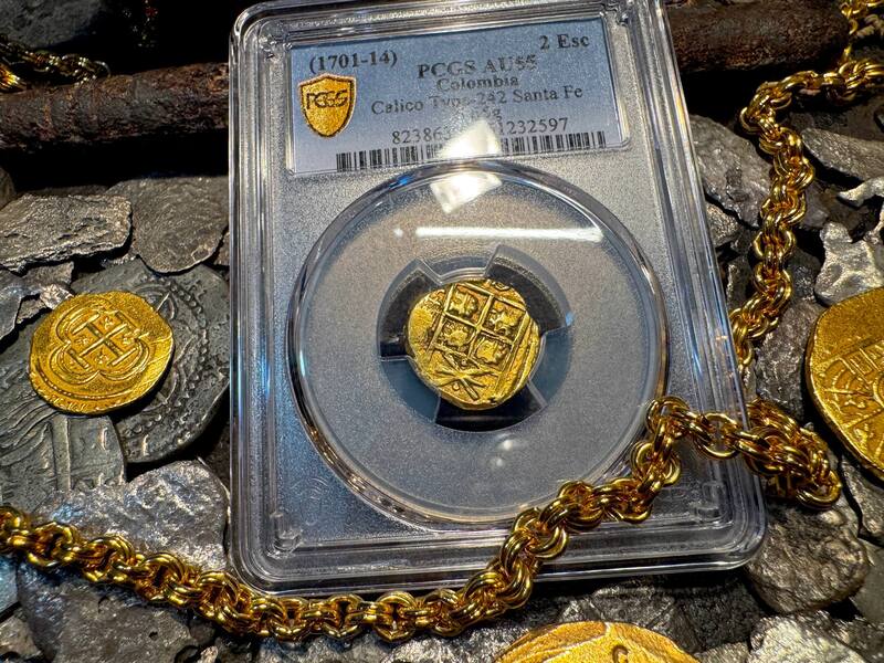 Colombia 2 Escudos 1701-14 "1715 Fleet Shipwreck" PCGS 55 12