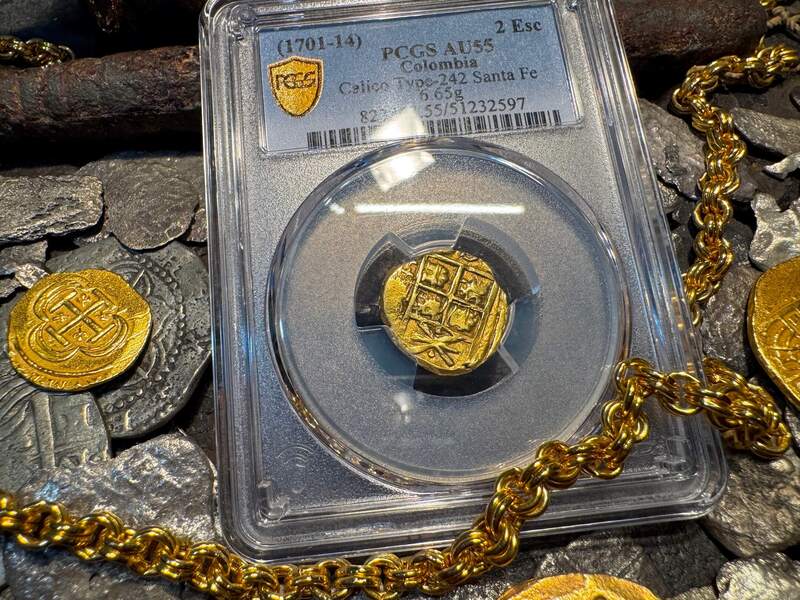 Colombia 2 Escudos 1701-14 "1715 Fleet Shipwreck" PCGS 55 19