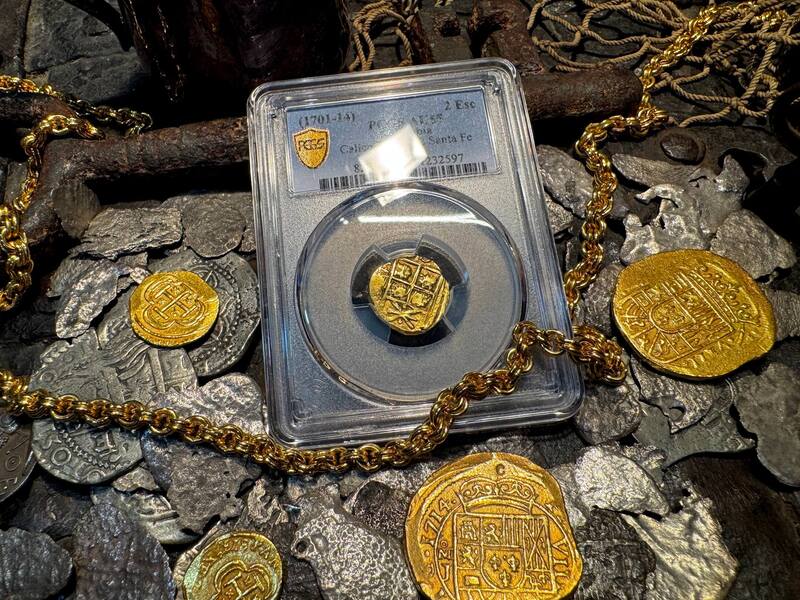 Colombia 2 Escudos 1701-14 "1715 Fleet Shipwreck" PCGS 55 24