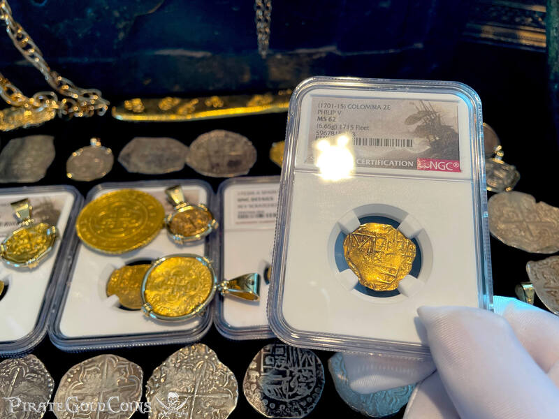 Colombia 2 Escudos 1701-15 "1715 Plate Fleet Shipwreck" NGC 62 3