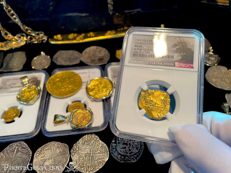 Colombia 2 Escudos 1705 "Full Date - 1715 Fleet Shipwreck" NGC 63 2