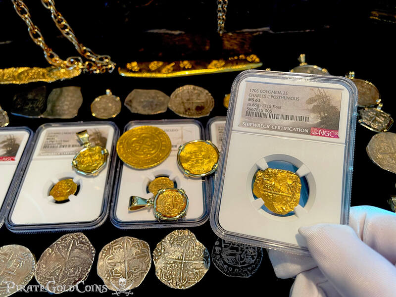 Colombia 2 Escudos 1705 "Full Date - 1715 Fleet Shipwreck" NGC 63 5