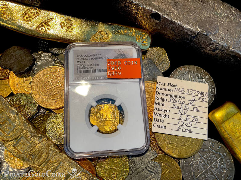 Colombia 2 Escudos 1705 "Full Date - 1715 Fleet Shipwreck" NGC 63 3