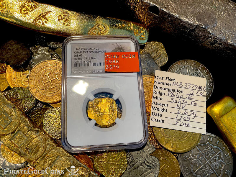Colombia 2 Escudos 1705 "Full Date - 1715 Fleet Shipwreck" NGC 63 11