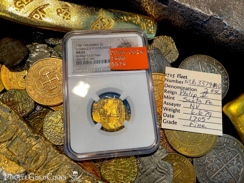 Colombia 2 Escudos 1705 "Full Date - 1715 Fleet Shipwreck" NGC 63 8