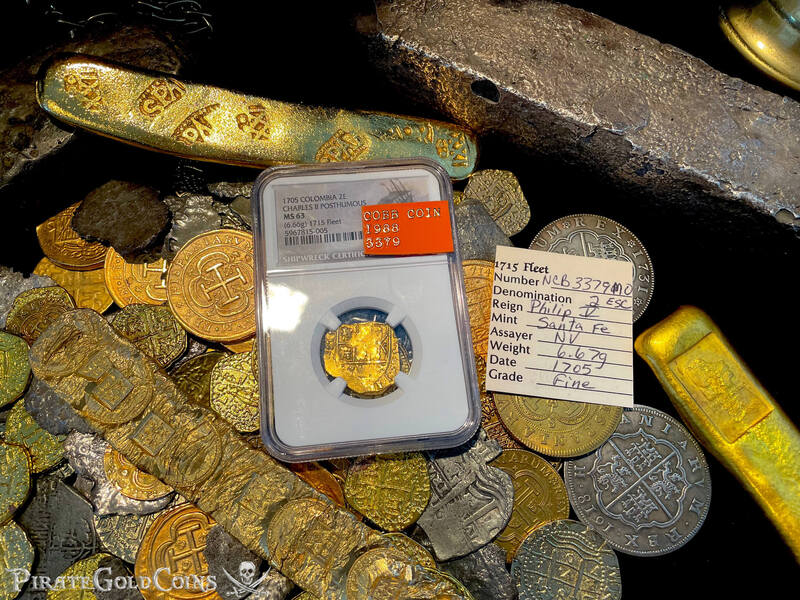 Colombia 2 Escudos 1705 "Full Date - 1715 Fleet Shipwreck" NGC 63 15