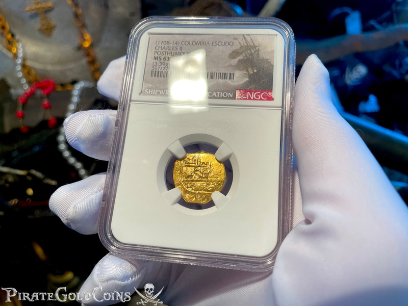 Colombia 1 Escudo 1708-14 "From 1715 Fleet Shipwreck" NGC 63 4