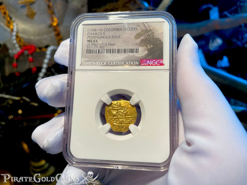 Colombia 1 Escudo 1708-14 "From 1715 Fleet Shipwreck" NGC 63 5