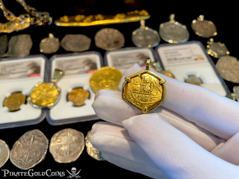 Colombia 2 Escudos 1711 "1715 Fleet Shipwreck" 14kt Bezel 6