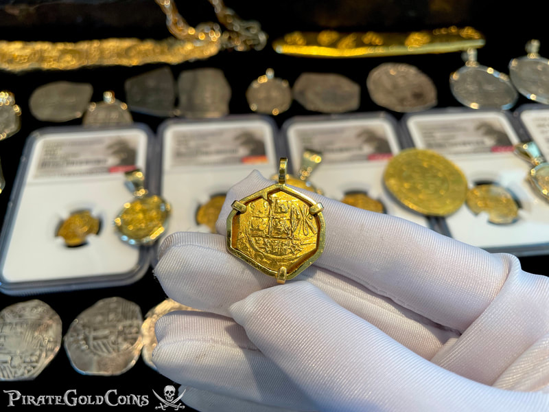 Colombia 2 Escudos 1711 "1715 Fleet Shipwreck" 14kt Bezel 7