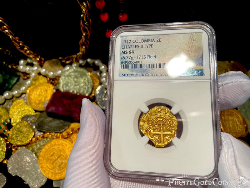 Colombia 2 Escudos 1712 "Dated! 1715 Fleet Shipwreck" NGC 64 3