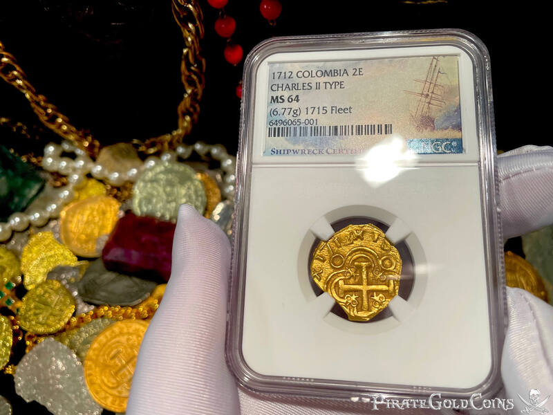 Colombia 2 Escudos 1712 "Dated! 1715 Fleet Shipwreck" NGC 64 4