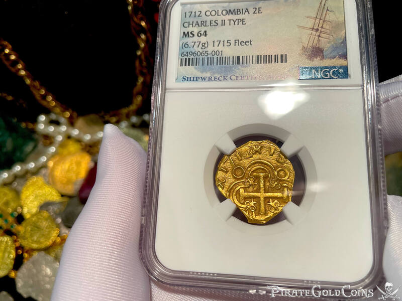 Colombia 2 Escudos 1712 "Dated! 1715 Fleet Shipwreck" NGC 64 5