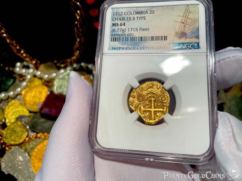 Colombia 2 Escudos 1712 "Dated! 1715 Fleet Shipwreck" NGC 64 7