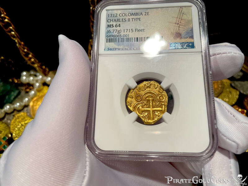 Colombia 2 Escudos 1712 "Dated! 1715 Fleet Shipwreck" NGC 64 10
