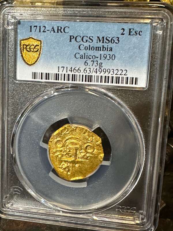 Colombia 2 Escudos 1712 "1715 Fleet Shipwreck" PCGS 63 3