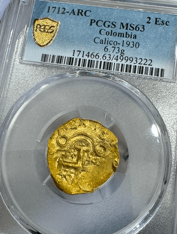Colombia 2 Escudos 1712 "1715 Fleet Shipwreck" PCGS 63 12