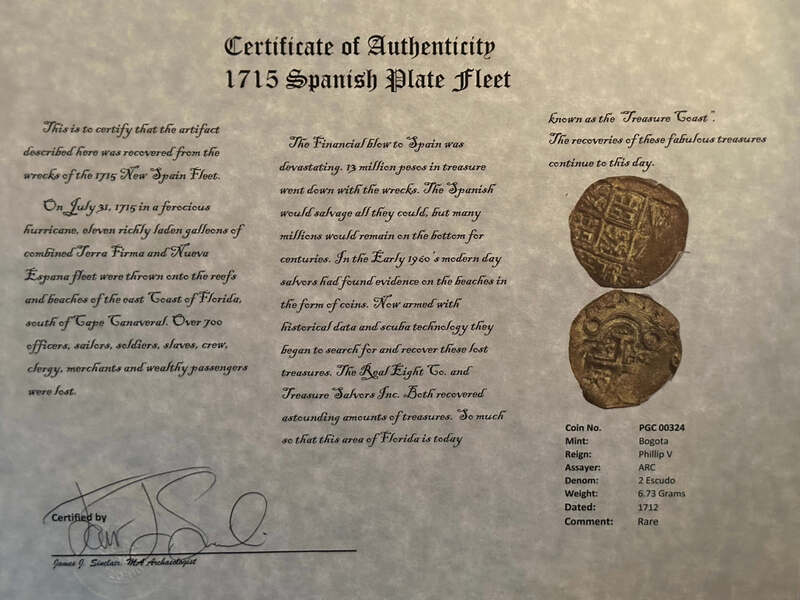 Colombia 2 Escudos 1712 "1715 Fleet Shipwreck" PCGS 63 10