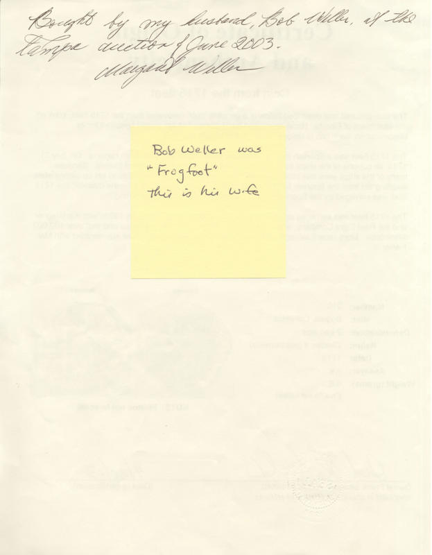 Colombia 2 Escudos 1713 "Bob Weller- 1715 Fleet Shipwreck" NGC 62 2