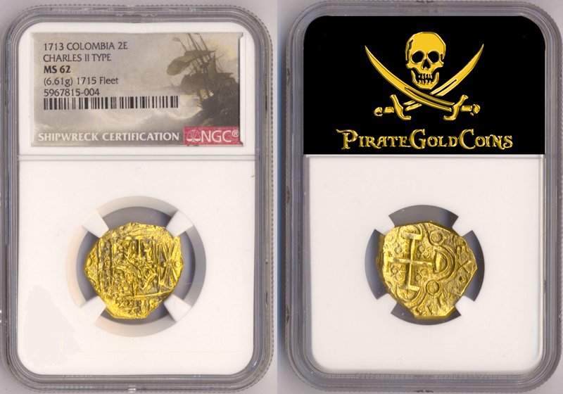 Colombia 2 Escudos 1713 "Bob Weller- 1715 Fleet Shipwreck" NGC 62