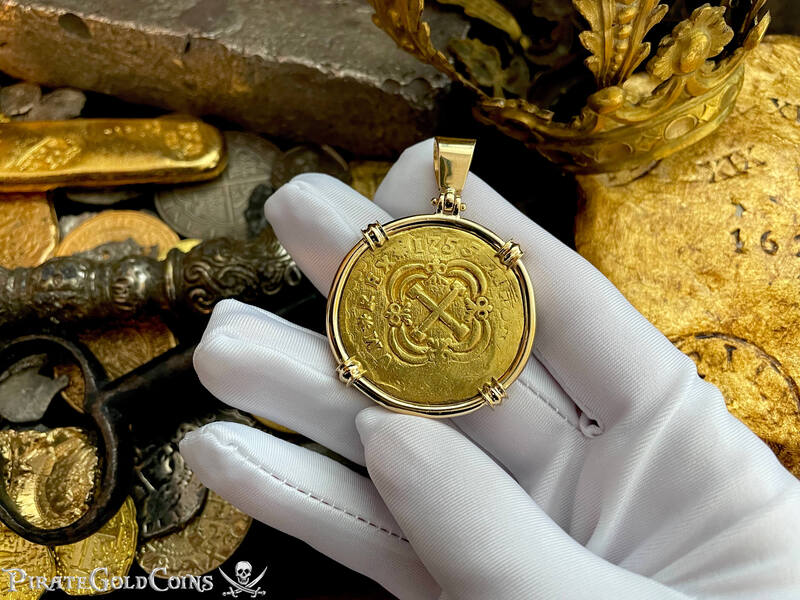 Colombia 8 Escudos 1755 "Full 4 Digit Date" 18kt Bezel 2