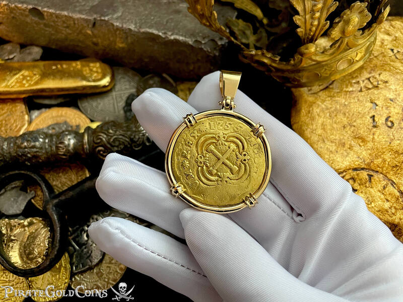 Colombia 8 Escudos 1755 "Full 4 Digit Date" 18kt Bezel 4