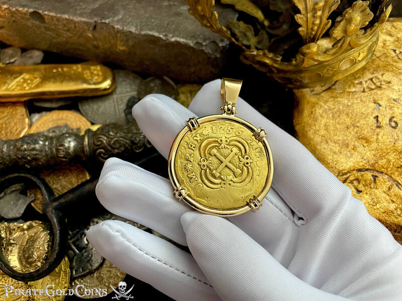 Colombia 8 Escudos 1755 "Full 4 Digit Date" 18kt Bezel 6