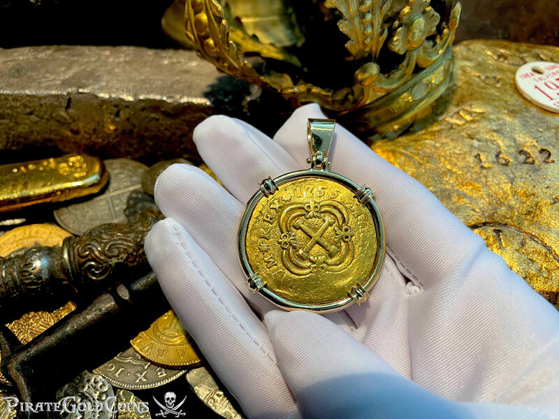 Colombia 8 Escudos 1755 "Full 4 Digit Date" 18kt Bezel 18