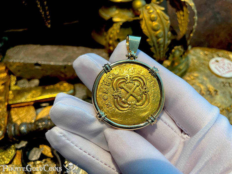 Colombia 8 Escudos 1755 "Full 4 Digit Date" 18kt Bezel