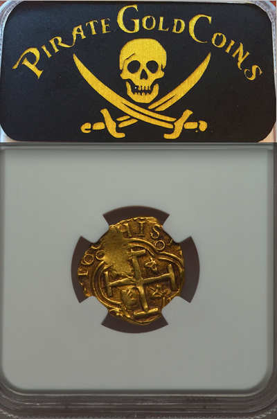 Colombia 2 Escudos 1660 "Dated" NGC 55 Shipwreck Treasure Gold Coin 6