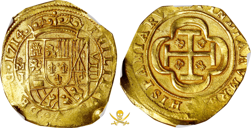 Mexico 8 Escudos 1714 "1715 Fleet Shipwreck" NGC UNC Dets 2