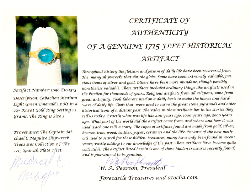 1715 Fleet Shipwreck Emerald Ring 2