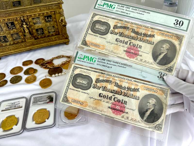 *Pair* FR 1218 $1,000 Gold Certificates! PCGS 30