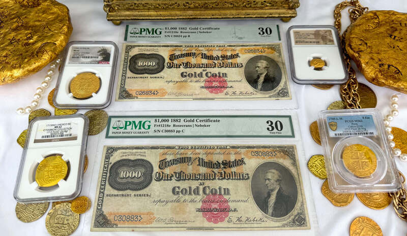 *Pair* FR 1218 $1,000 Gold Certificates! PCGS 30 9