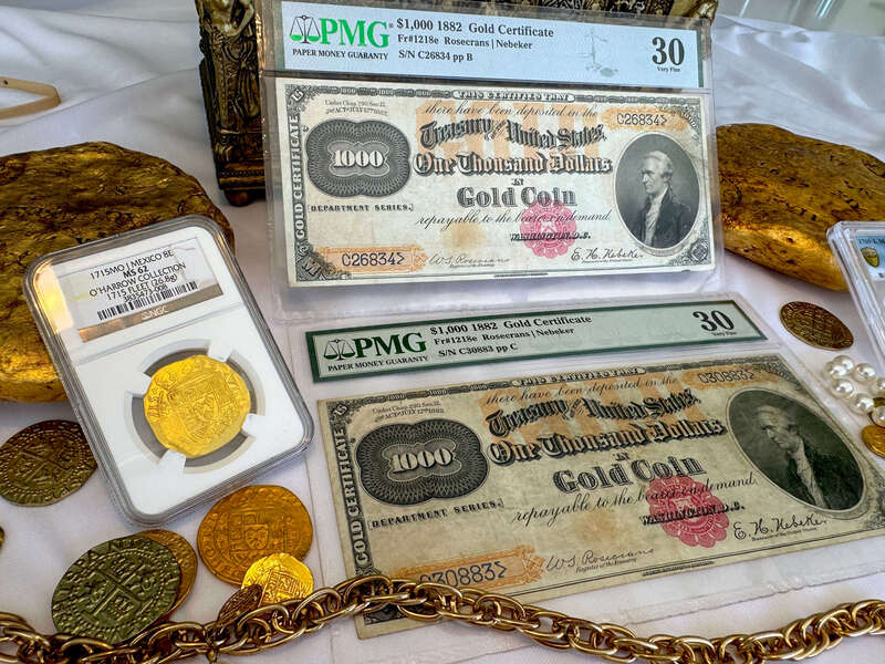 *Pair* FR 1218 $1,000 Gold Certificates! PCGS 30 20
